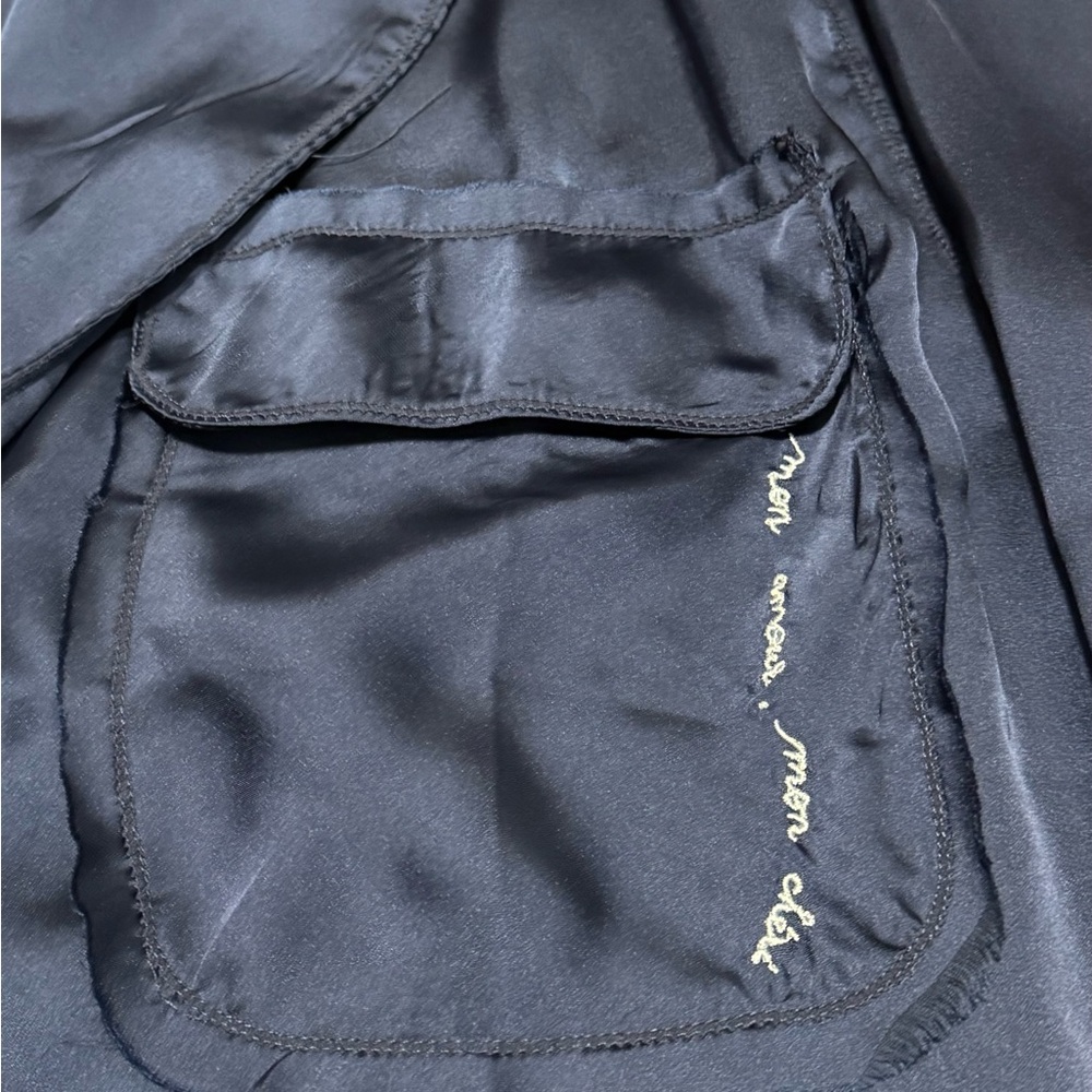 Free People Midnight Blue Satin Pajama top - Picture 4 of 5